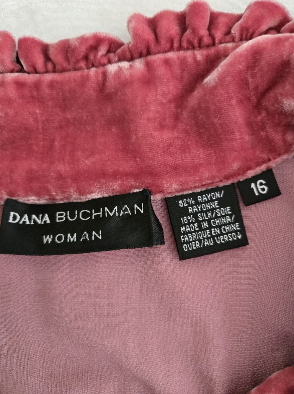 Dana Buchman Dusty Raspberry Velvet Ruffle-Trim Blouse - Picture 6 of 13